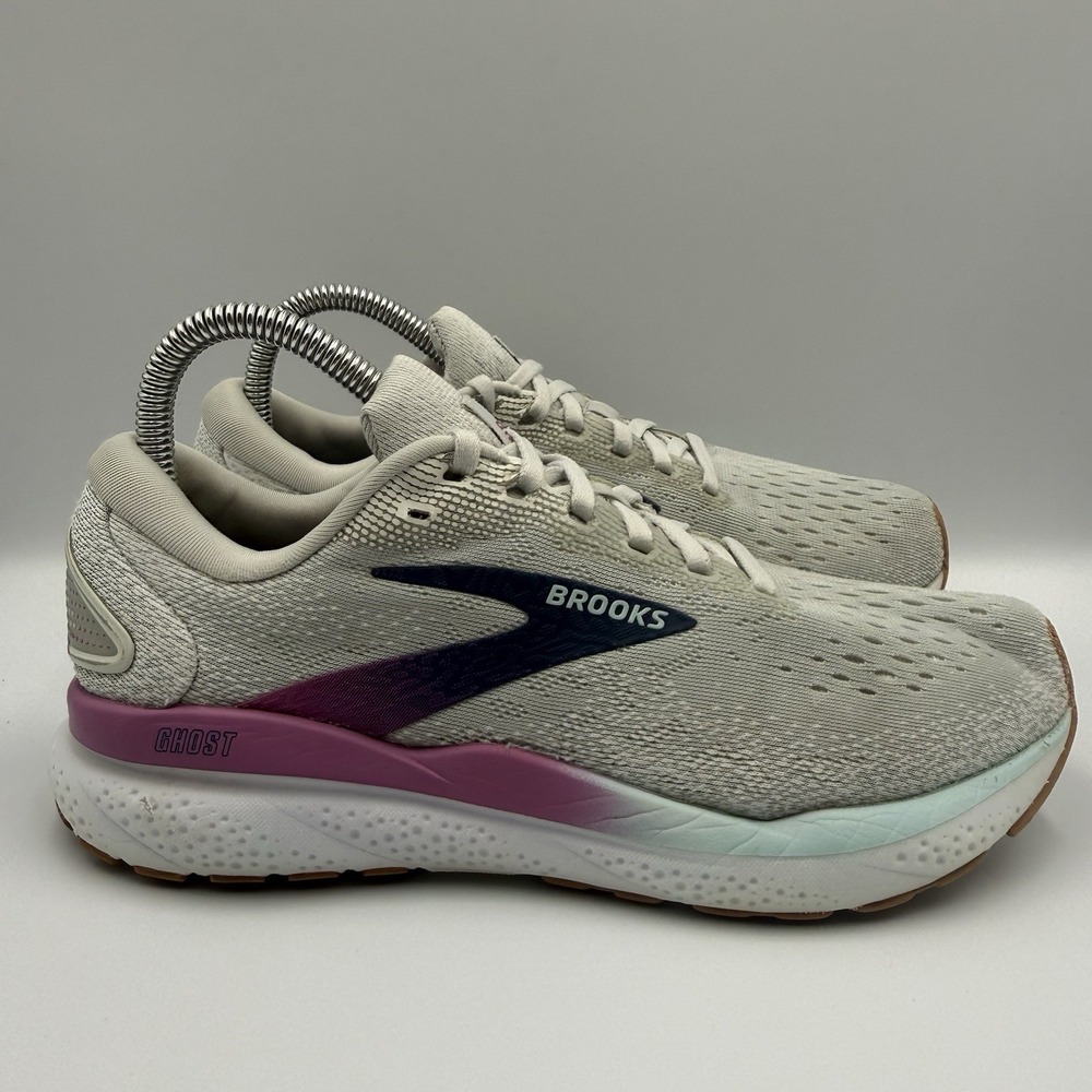 Brooks Ghost 16 Women's Size 7 White Purple Running Shoes Sneakers 1204071B175